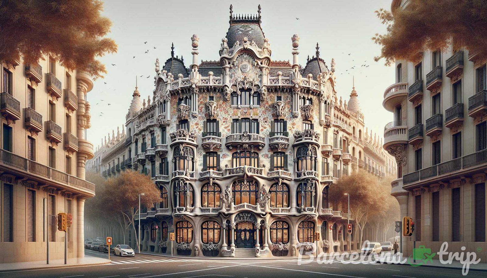 Illustrazione per la sezione: Un altro gioiello architettonico nello stesso isolato di Casa Batlló e Casa Amatller è Casa Lleó i Morera - gemme nascoste